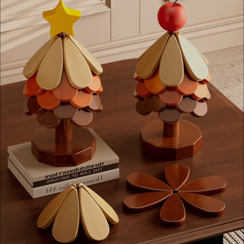 Christmas Tree Heat-Insulating Coaster Set – 3 to 5 Piece Stacking Holiday Decor