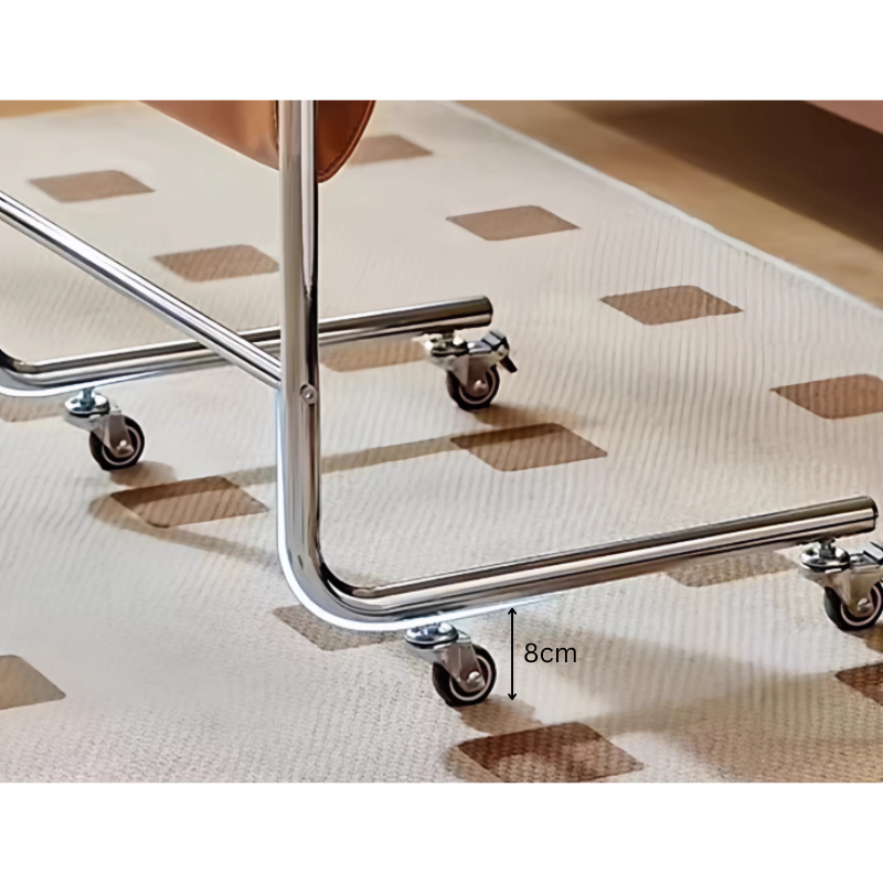 Movable Coffee Table for Small Spaces – Laptop & Bed Table with Storage Pocket, Portable Sofa Side Table, Space-Saving Rolling Table for Home, Bedroom, Living Room