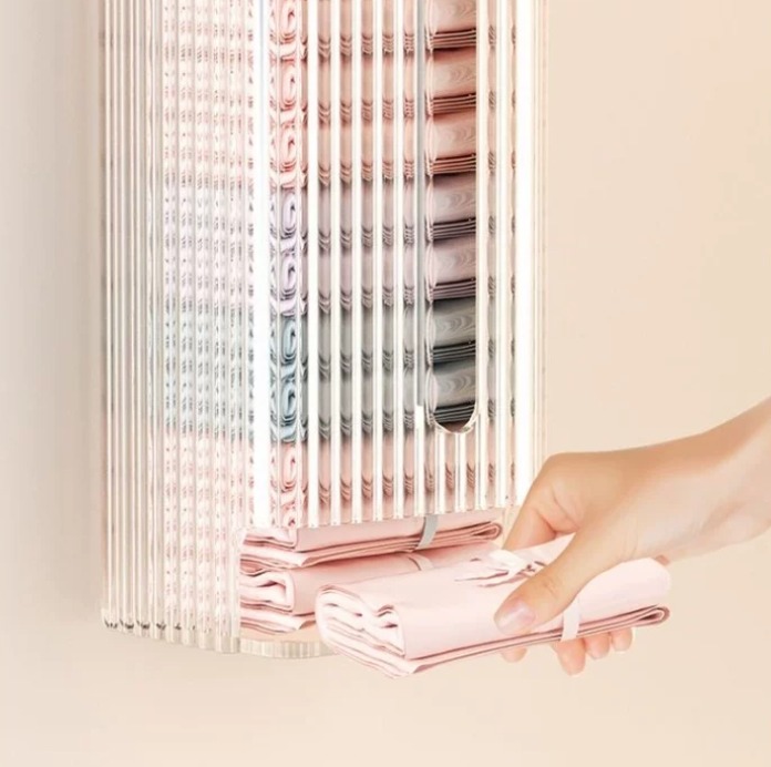Organiser & Dispenser for wardrobe socks underwear / kitchen plastic bags Storage Box Space-Saving