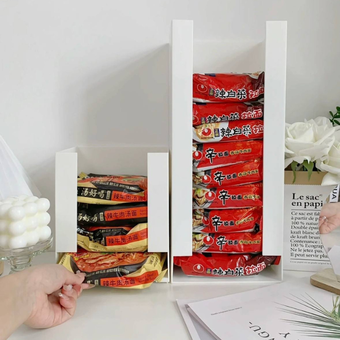 Storage organizer for instant noodles kitchen Pantry organization / mask holder