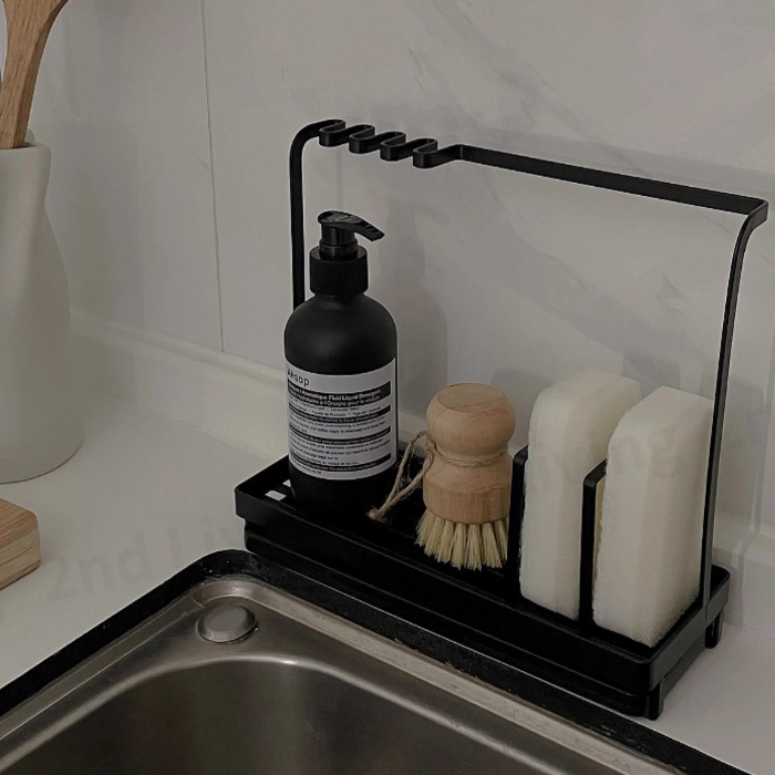 Sink Organiser / cloth hanging rack / sponge holder / kitchen sink accessories / Sink Caddy with Removable Plastic Drip Tray - Quick Drying