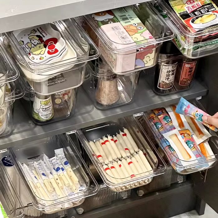 SKARI cabinet hanging transparent pull-out container storage box drawer organiser