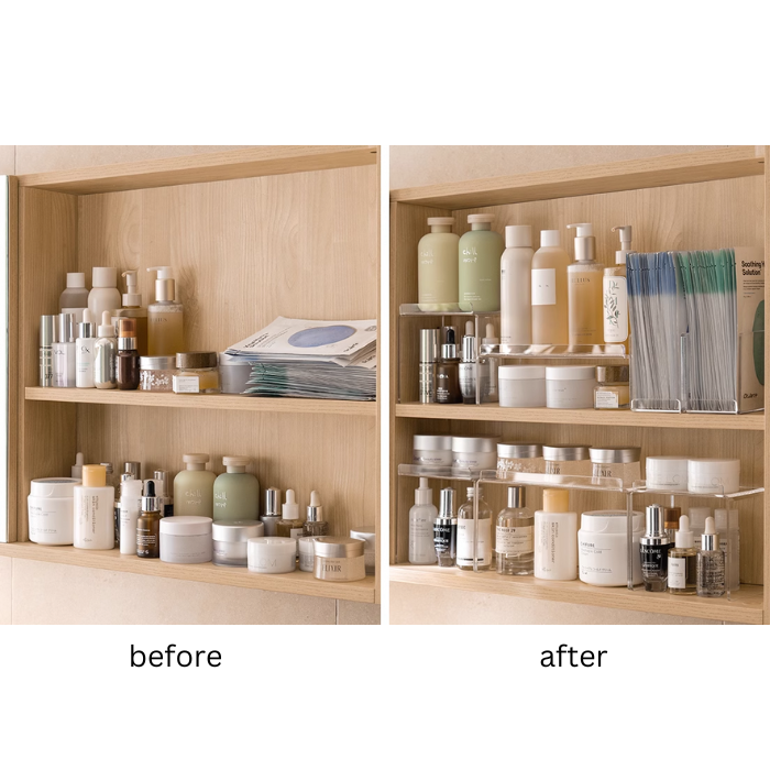 Acrylic rack divider for storage cabinets / shelves / organiser