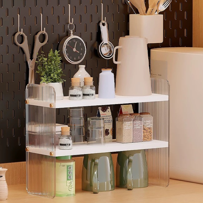 LYSA Elegant Fluted Table rack storage / make up skincare organiser