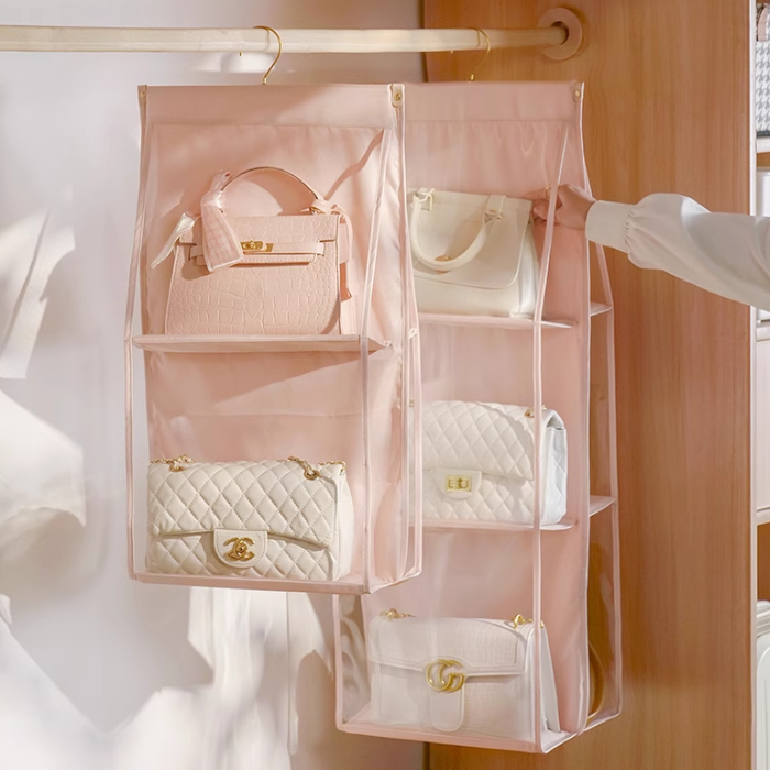 Quinny Premium Chic Pink hanging bag organizer for wardrobe