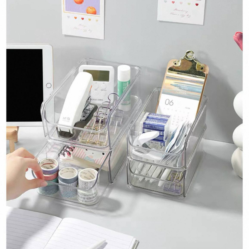 Acrylic Stackable Drawer Organizer – Clear Sliding Storage Holder for Desk, Vanity, or Bathroom – Space-Saving Tabletop Organizer with Pull-Out Drawers – Durable & Transparent Design