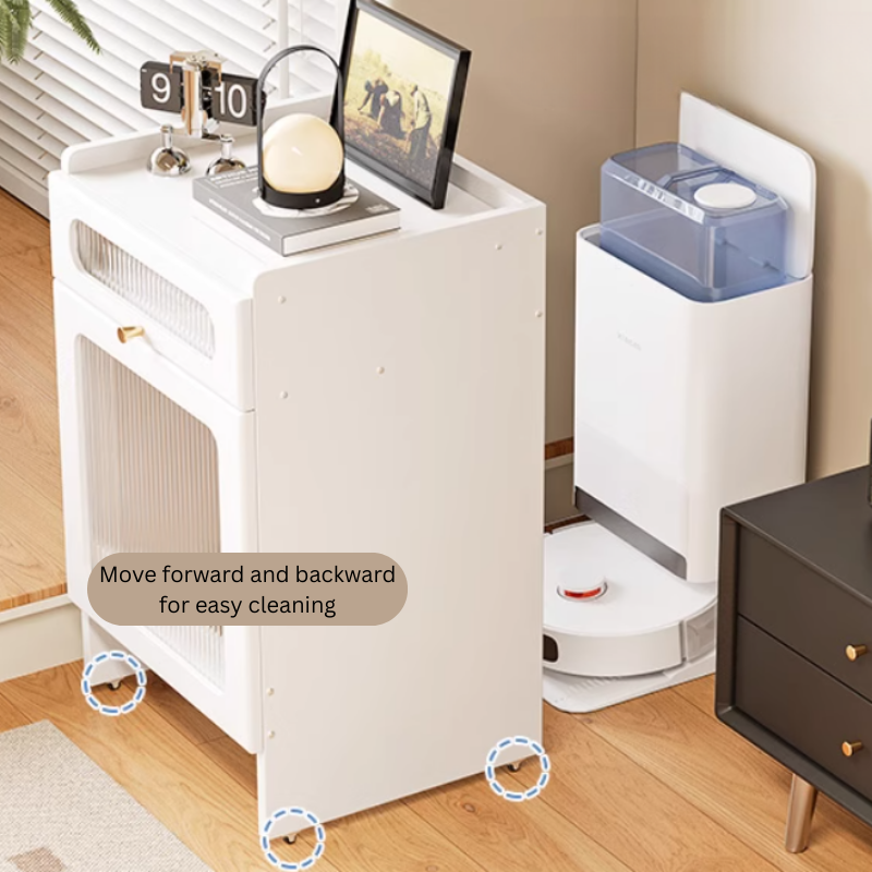 Robot Vacuum Cleaner Cabinet – Hidden Charging Station Storage for Robotic Vacuums – Furniture Fits Dreame, Roborock, Ecovac & More