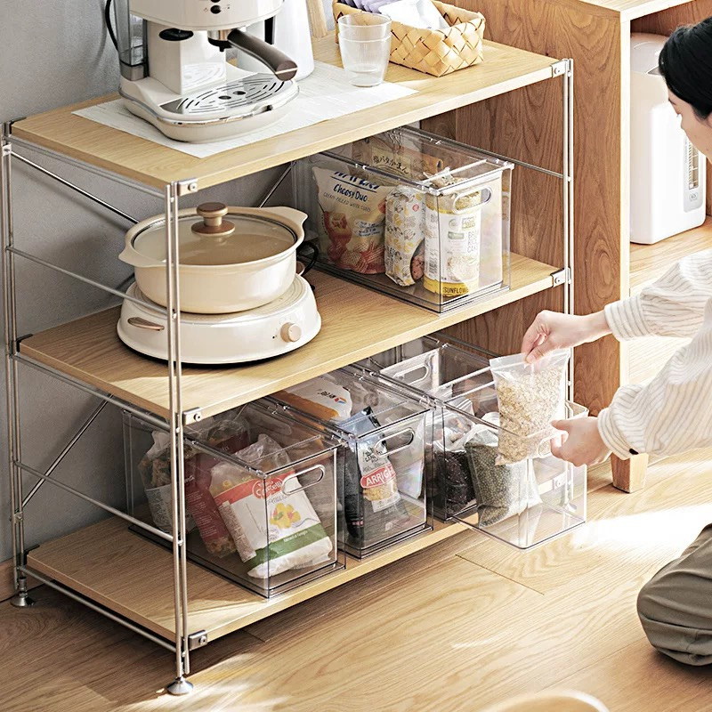 Aesthetic Kitchen Storage Box for Under-Sink, Pantry & Countertop Organization – Stackable Clear Refrigerator Storage Drawer – Fridge Organizer with Pull-Out Drawer
