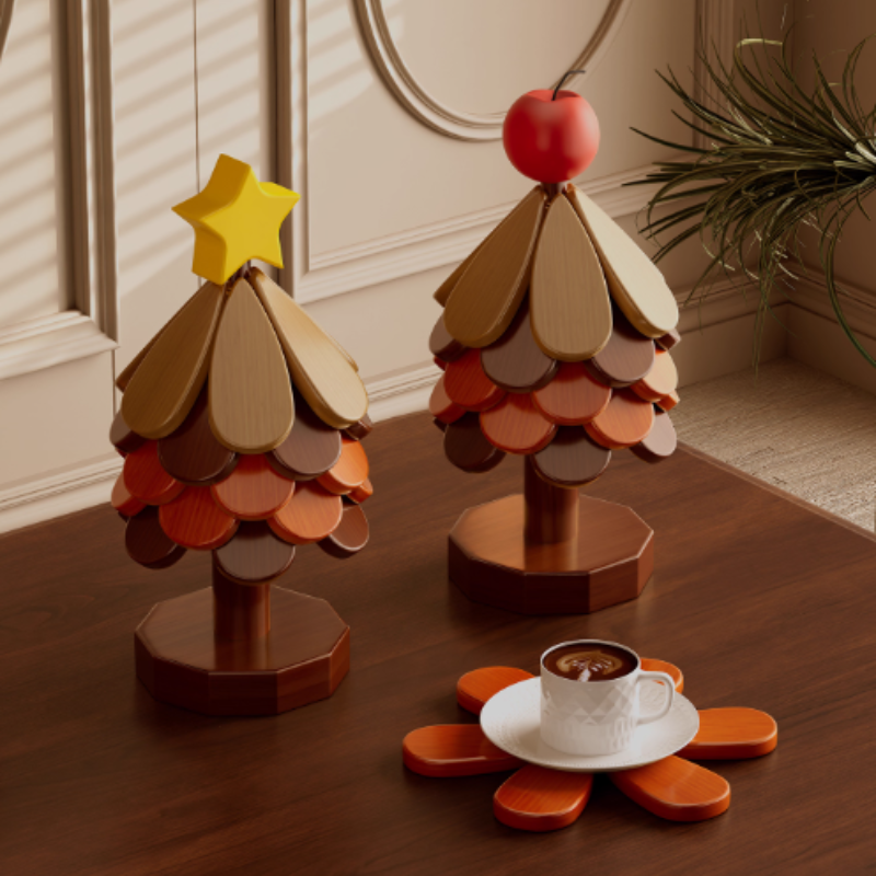Christmas Tree Heat-Insulating Coaster Set – 3 to 5 Piece Stacking Holiday Decor