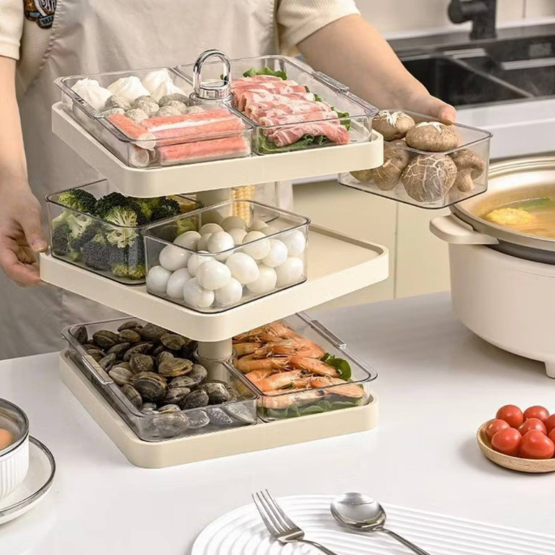 CNY Steamboat / Hot Pot Food Organizer Preparation Plate Kitchen Shelf Multi-layer Side Dish Plate