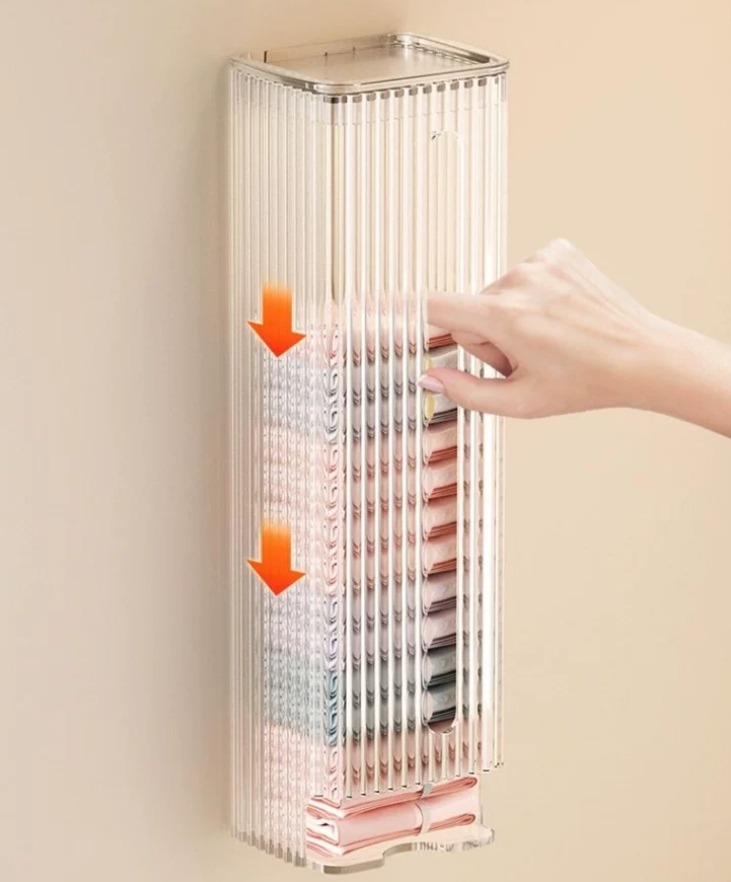 Organiser & Dispenser for wardrobe socks underwear / kitchen plastic bags Storage Box Space-Saving