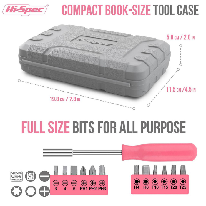 Hi-Spec Compact Small Mini Home Hand Tool Kit Set. Portable Tool Box for Household & Office Repairs