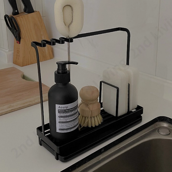 Sink Organiser / cloth hanging rack / sponge holder / kitchen sink accessories / Sink Caddy with Removable Plastic Drip Tray - Quick Drying