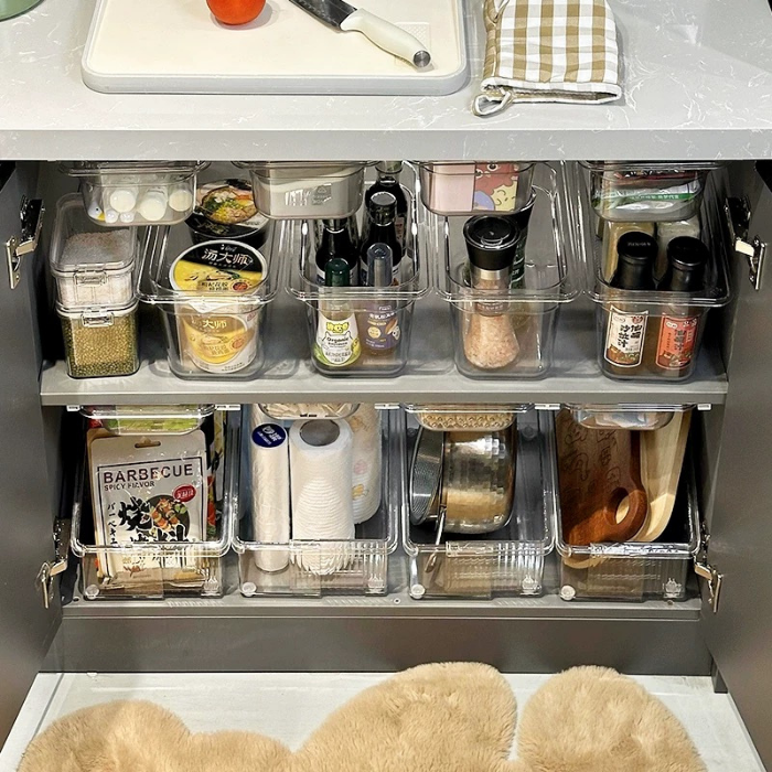 SKARI cabinet hanging transparent pull-out container storage box drawer organiser