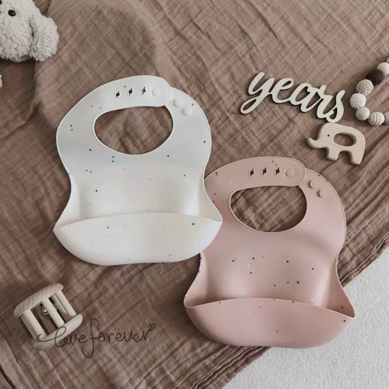 Waterproof Print Baby Bib / Toddler / Ruffle / Silicone with Catch Pocket / Patterned