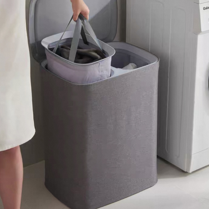 ELLA Minimalist grey Laundry Basket with detachable bags, home clothes organiser