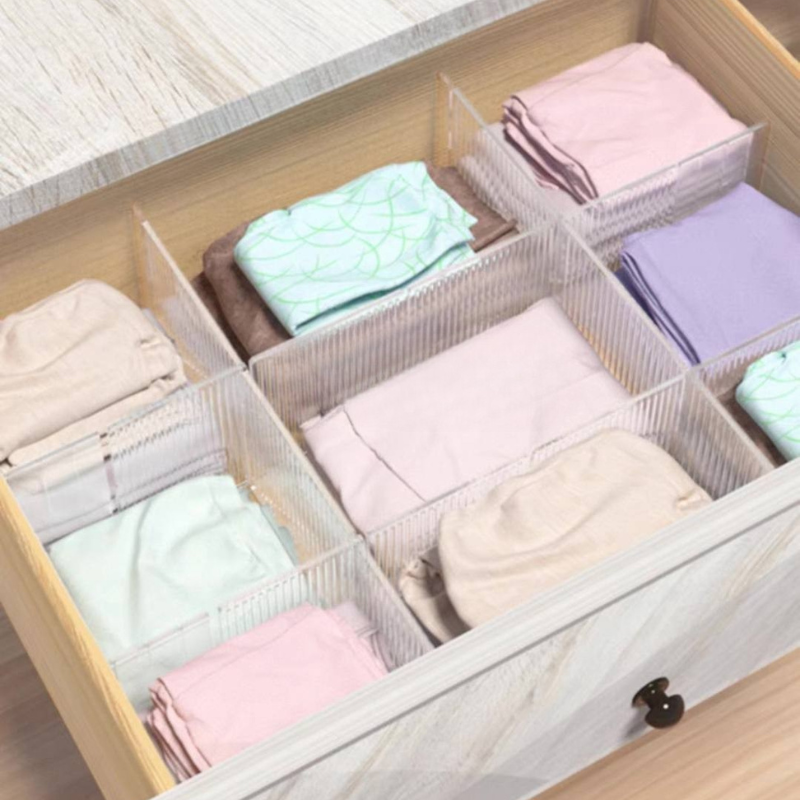 4pcs Home Adjustable Acrylic Drawer Dividers / storage organiser / socks, wardrobe, kitchen cabinet divider