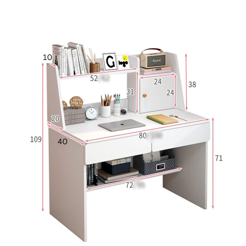 Petit basic minimalist Study Desk with shelf and drawer