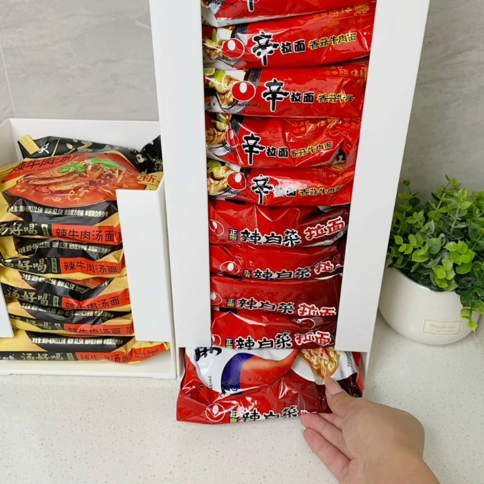 Storage organizer for instant noodles kitchen Pantry organization / mask holder