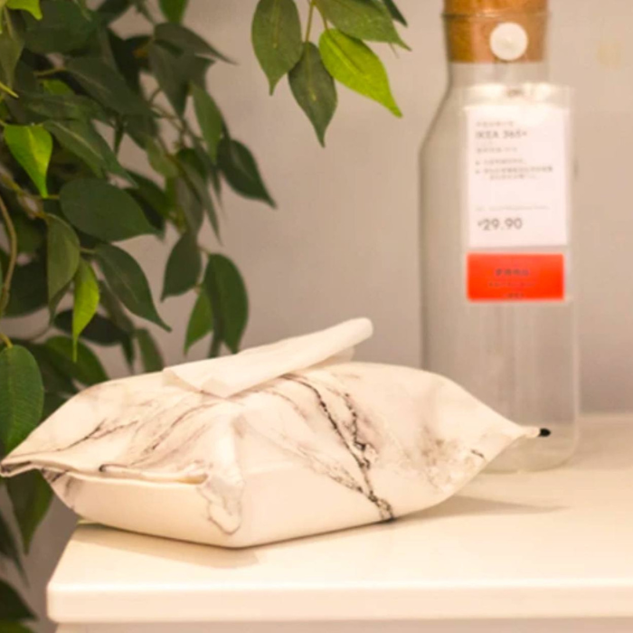 Fabric marble pattern tissue box holder cover