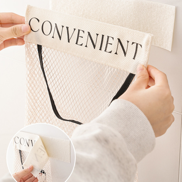 Kitchen Garbage Bag Organizer with Ample Storage Capacity, High-Quality Plastic Bag Holder, and Innovative Magic Tape Mesh Pocket