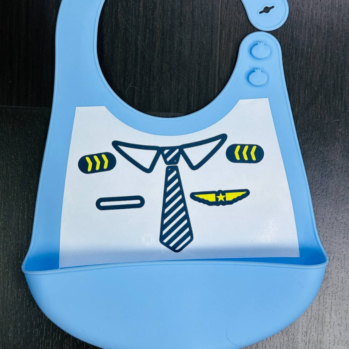 Waterproof Print Baby Bib / Toddler / Ruffle / Silicone with Catch Pocket / Patterned
