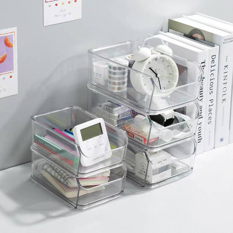 Acrylic Stackable Drawer Organizer – Clear Sliding Storage Holder for Desk, Vanity, or Bathroom – Space-Saving Tabletop Organizer with Pull-Out Drawers – Durable & Transparent Design