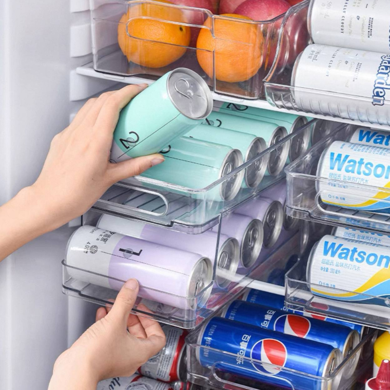 Can Drink Organizer for Fridge – Rolling & Spring-Loaded Models | Space-Saving Beverage Storage Rack Refrigerator drinks organiser