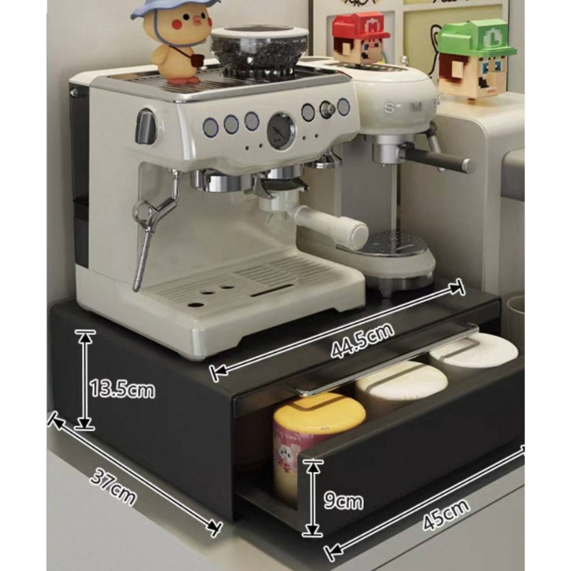 Coffee Machine Kitchen Pantry Organizer Rack – Espresso Station with Drawer, Capsule Rack, Extendable Shelf – Space-Saving, Stylish Coffee Bar Organizer for Home or Office