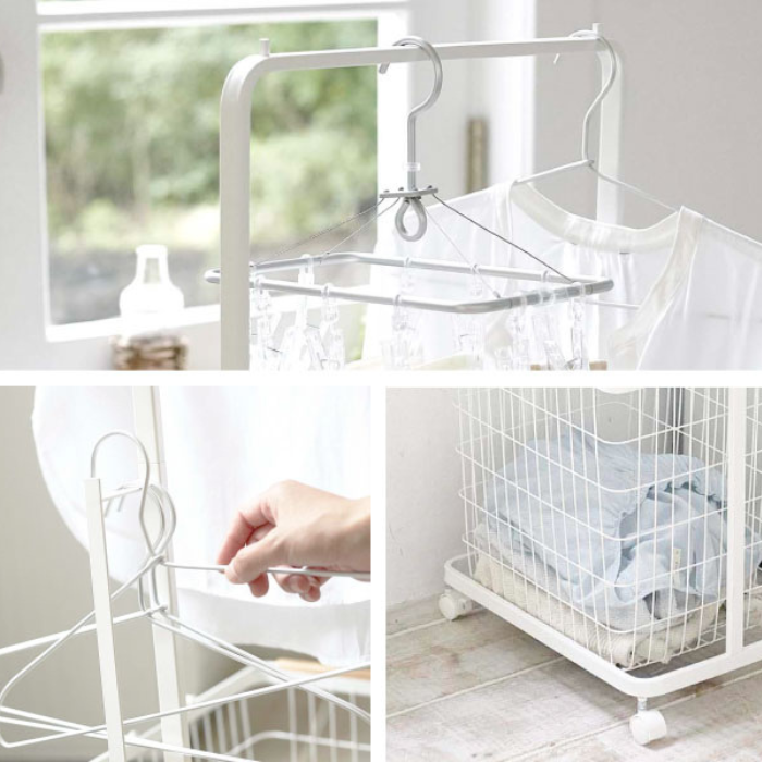 Kai Multi-purpose Minimalist Laundry hanger basket with hanging rack / drying clothes rack