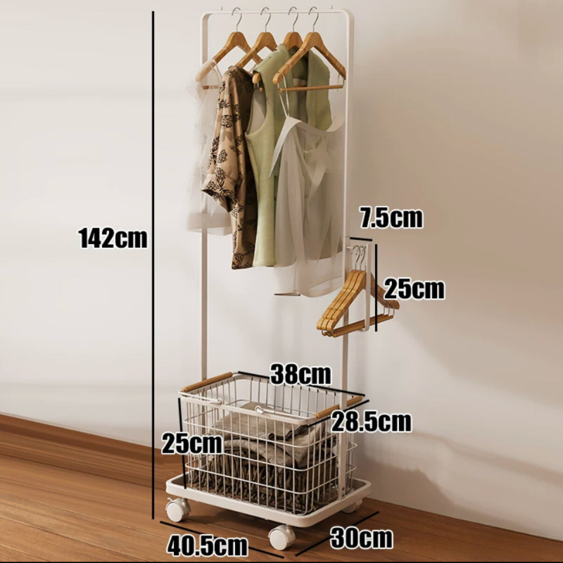 Kai Multi-purpose Minimalist Laundry hanger basket with hanging rack / drying clothes rack