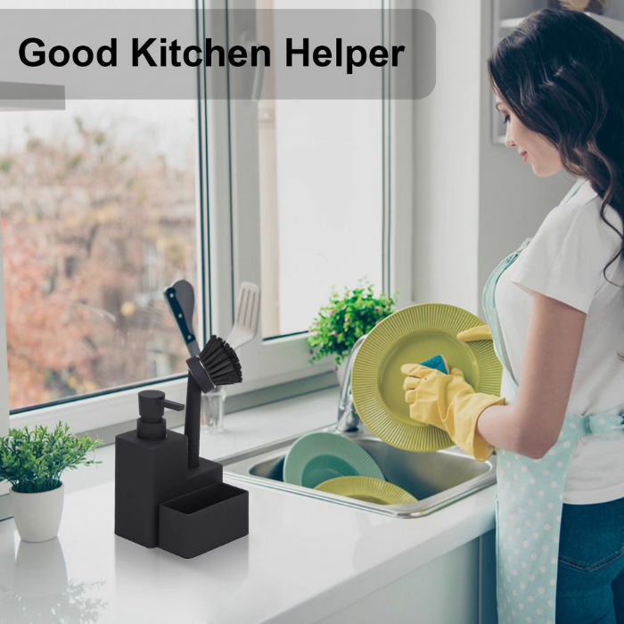 Marley Soap Dispenser and Sponge Holder / Washing Up Liquid Dispenser with Sponge Tray and Brush Holder