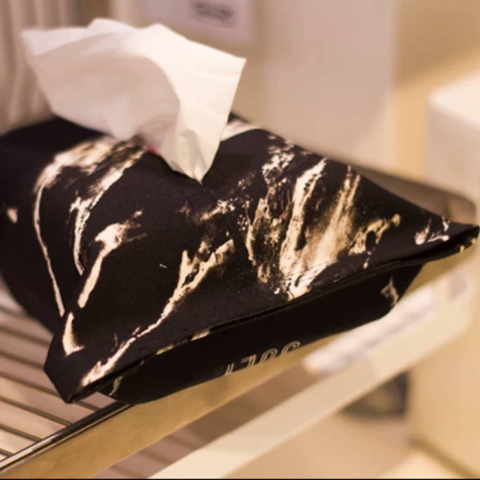 Fabric marble pattern tissue box holder cover