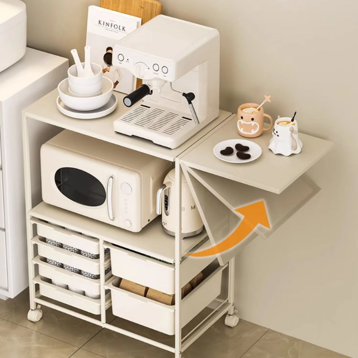 KJUN Mobile Storage Trolley with Drawer Multi Layer Kitchen Shelf Laundry Service Yard Storage Rack Cart