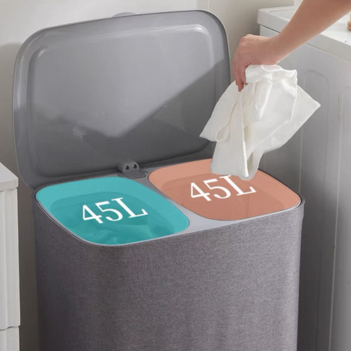 ELLA Minimalist grey Laundry Basket with detachable bags, home clothes organiser