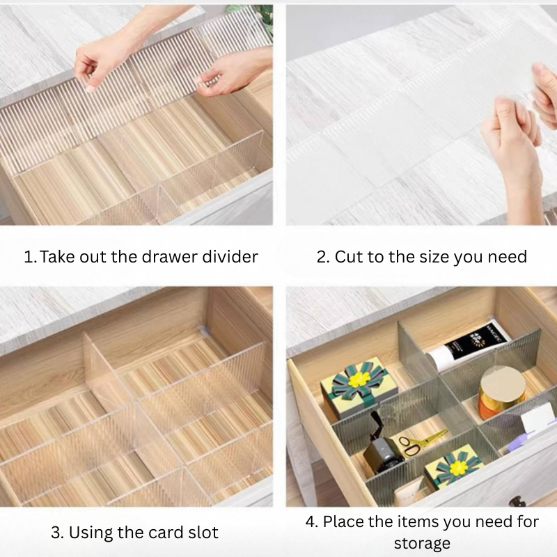 4pcs Home Adjustable Acrylic Drawer Dividers / storage organiser / socks, wardrobe, kitchen cabinet divider
