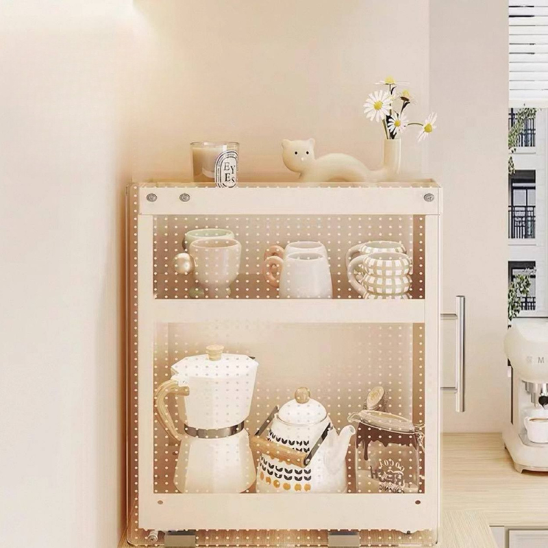 Minimalist Kitchen Countertop Sliding Drawer Cabinet pantry – Organizer with Pull-Out Drawers – Space-Saving Storage Rack for Spices, Coffee Pods, Utensils – Sturdy Metal Frame 