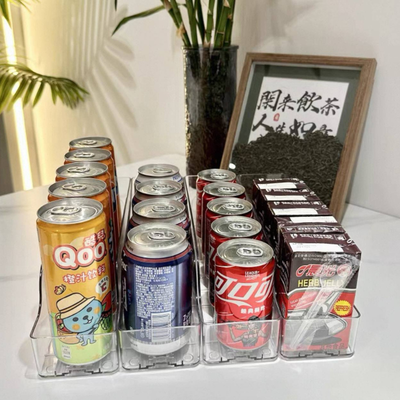 Can Drink Organizer for Fridge – Rolling & Spring-Loaded Models | Space-Saving Beverage Storage Rack Refrigerator drinks organiser