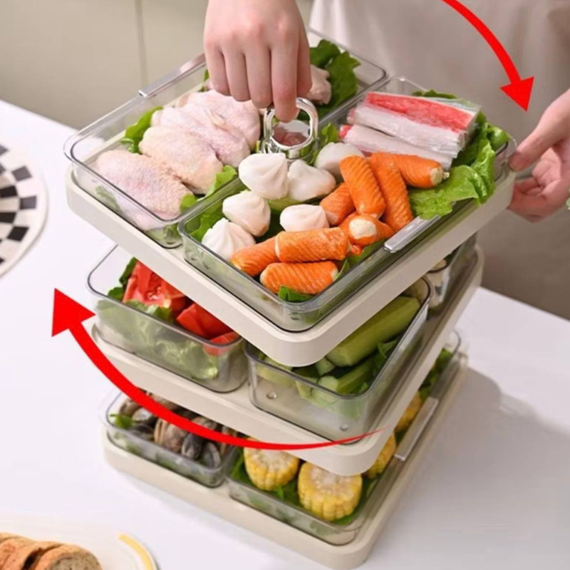 CNY Steamboat / Hot Pot Food Organizer Preparation Plate Kitchen Shelf Multi-layer Side Dish Plate