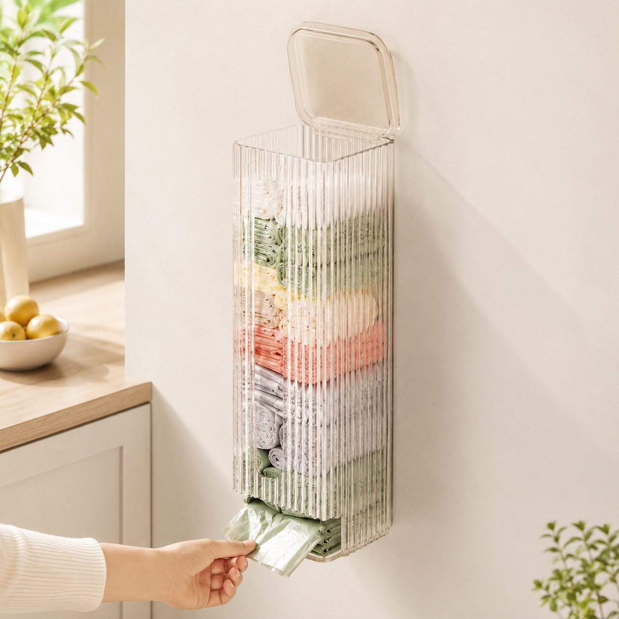 Organiser & Dispenser for wardrobe socks underwear / kitchen plastic bags Storage Box Space-Saving
