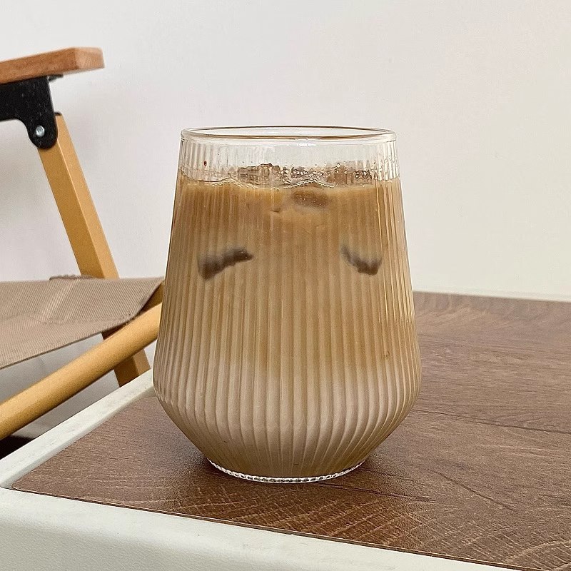 Glass Cup with Straw and lid, minimalist design