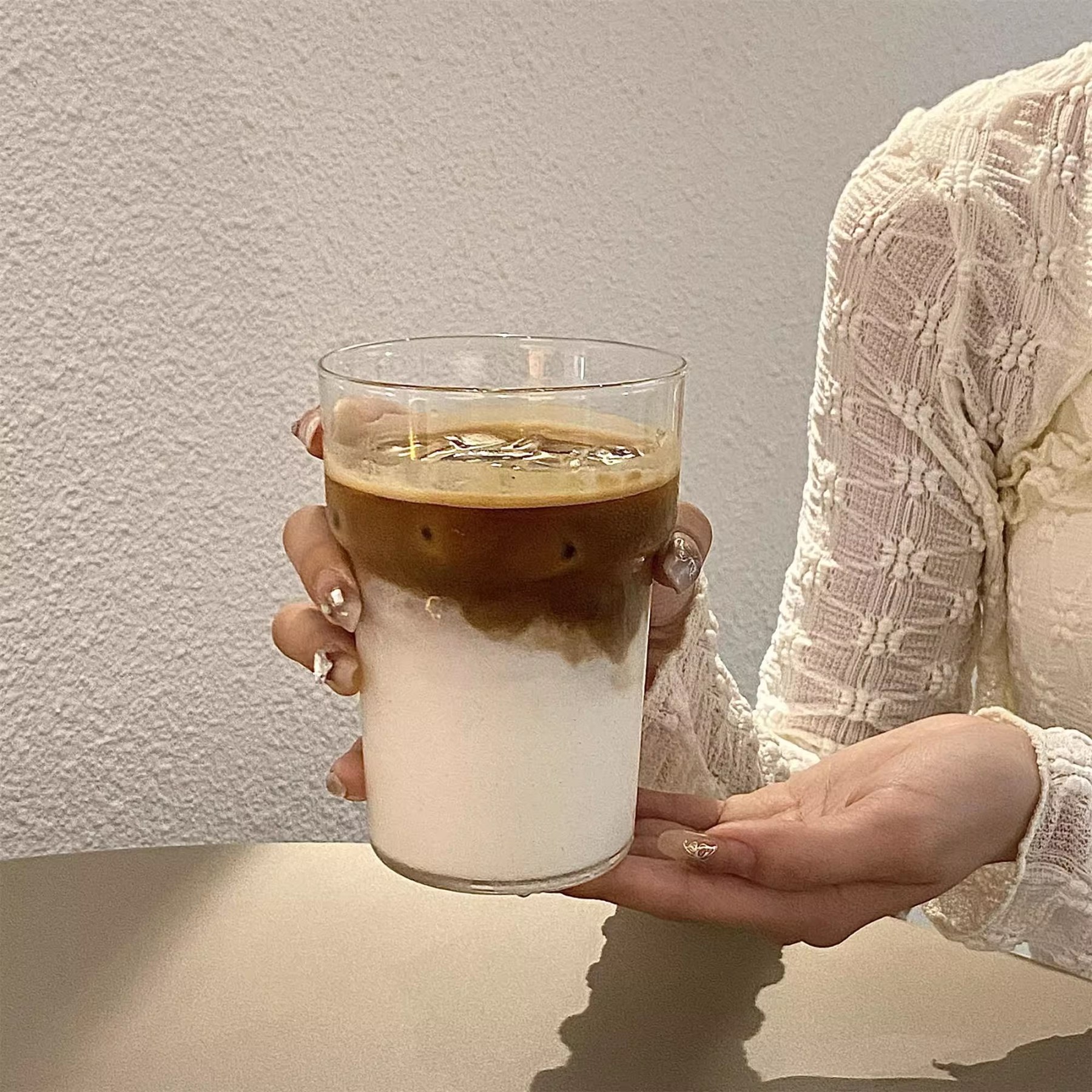 Glass Cup with Straw and lid, minimalist design