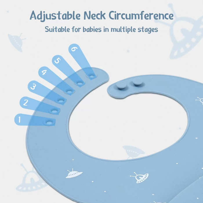 Waterproof Print Baby Bib / Toddler / Ruffle / Silicone with Catch Pocket / Patterned