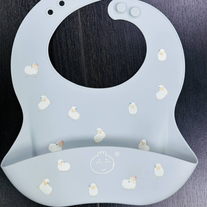 Waterproof Print Baby Bib / Toddler / Ruffle / Silicone with Catch Pocket / Patterned