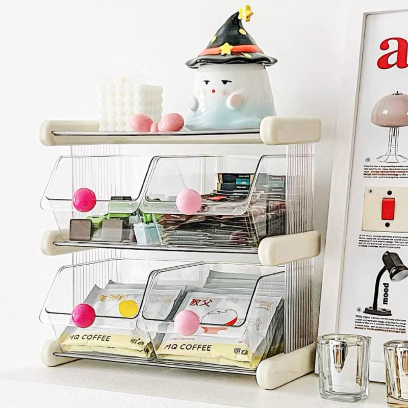 Multi-Compartment Storage Rack – Organizer for Tea Bags, Coffee Pods, Pantry Essentials & More | Ideal for Kitchen, Coffee Station, or Pantry Use