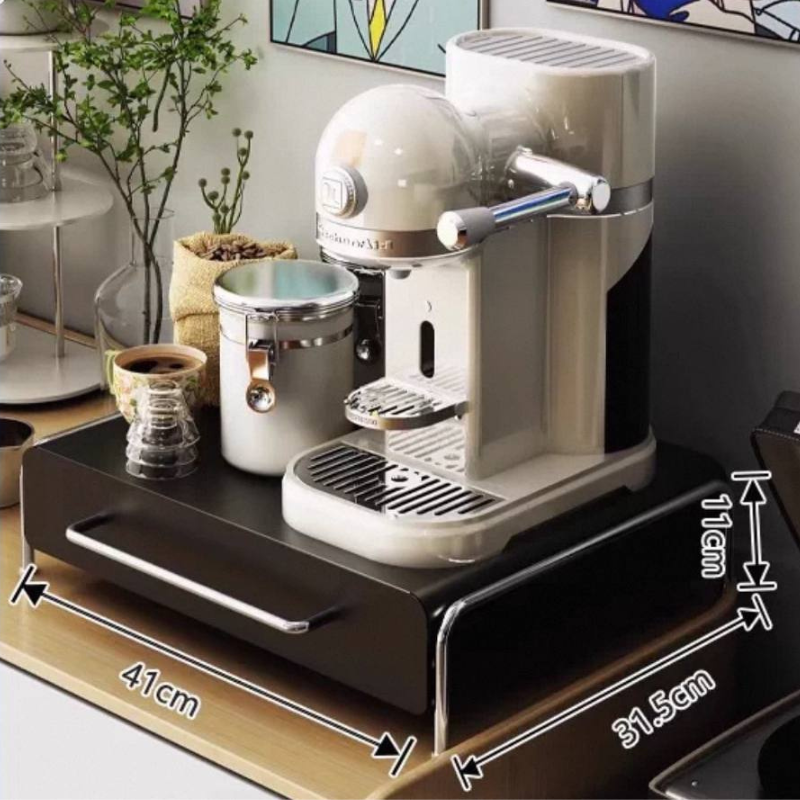 Coffee Machine Kitchen Pantry Organizer Rack – Espresso Station with Drawer, Capsule Rack, Extendable Shelf – Space-Saving, Stylish Coffee Bar Organizer for Home or Office