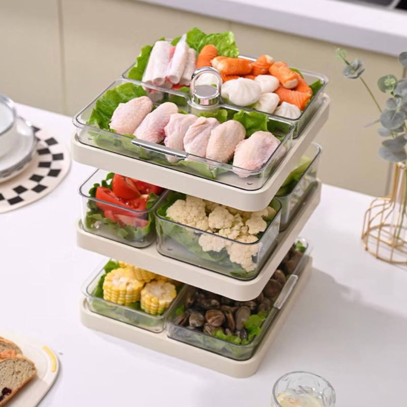 CNY Steamboat / Hot Pot Food Organizer Preparation Plate Kitchen Shelf Multi-layer Side Dish Plate