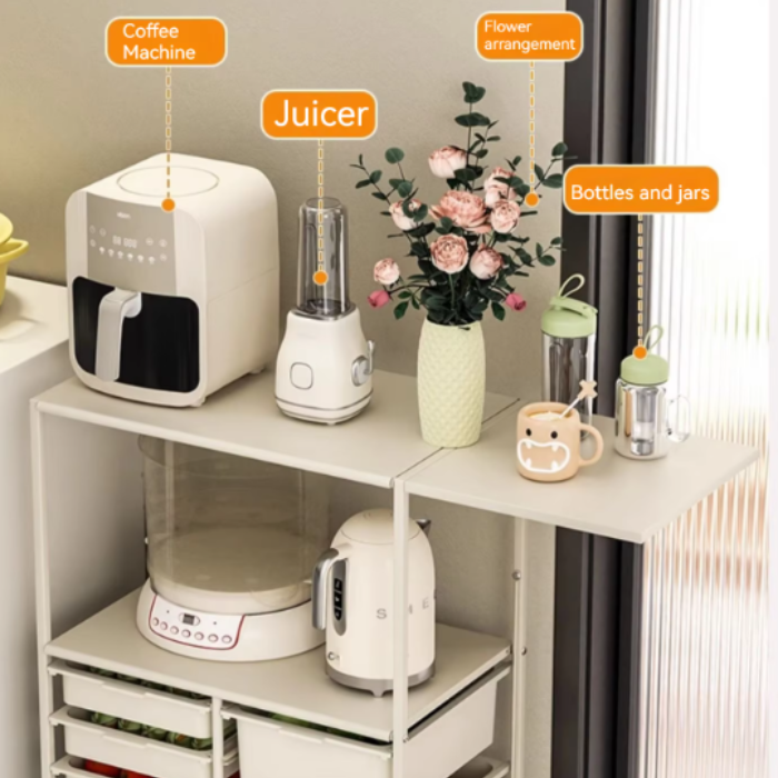 KJUN Mobile Storage Trolley with Drawer Multi Layer Kitchen Shelf Laundry Service Yard Storage Rack Cart