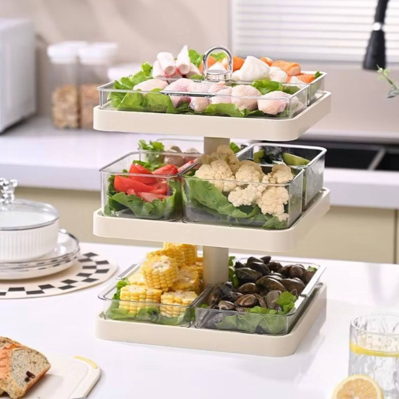 CNY Steamboat / Hot Pot Food Organizer Preparation Plate Kitchen Shelf Multi-layer Side Dish Plate