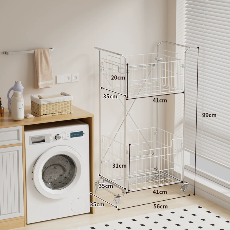 Rolling Laundry Basket Cart with Wheels – Breathable Wire Frame, Heavy-Duty Clothes Organizer with Removable Baskets & Lockable Casters (Space-Saving Laundry Sorter)